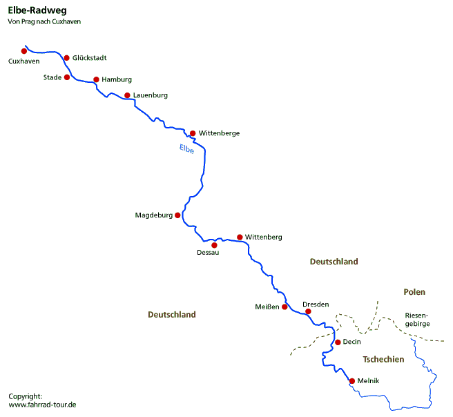 Elberadweg Karte Mit Entfernungen | Karte