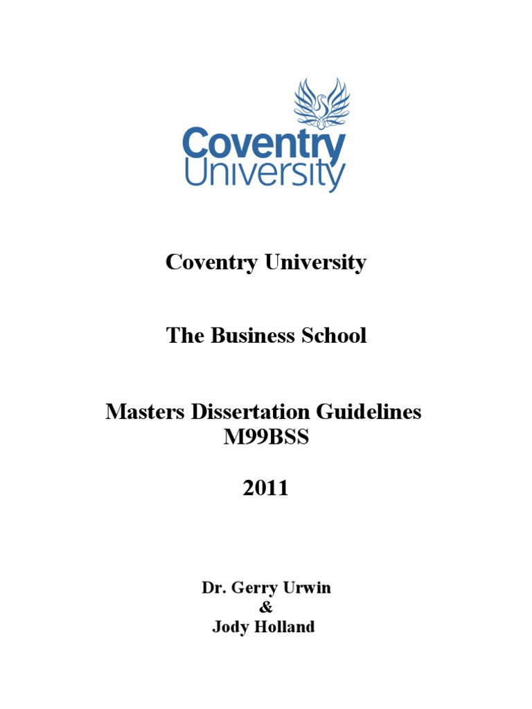 masters dissertation cover page