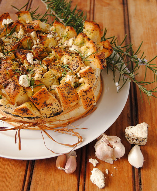 Double-Craggy Garlic Bread with Herbs, Lemon and Peppered Cream Cheese