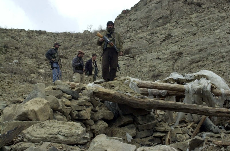 Damaged bunker on a ridge in the eastern Shah-i-Kot valley