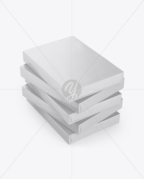 Download Download 5 Glossy A4 Size Paper Sheet Packs Mockup Half Side View Psd PSD Mockup Templates