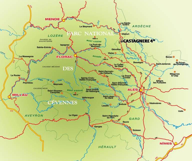 Département Les Cévennes Carte : Portail Cévennes : Carte des