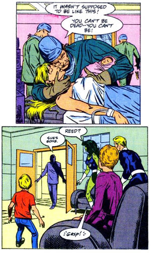 'She was so embarrassed by this comic that she left through the back door.' Death of the FF
