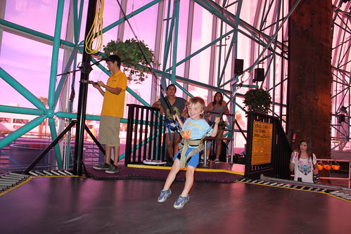 Olsen doing the bungee-trampoline jumping 3