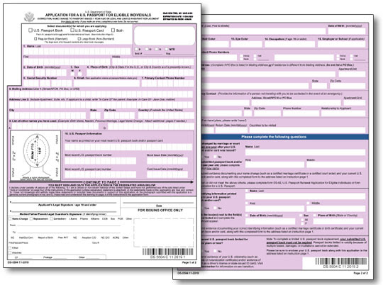 Application Form: Blank Application For Us Passport