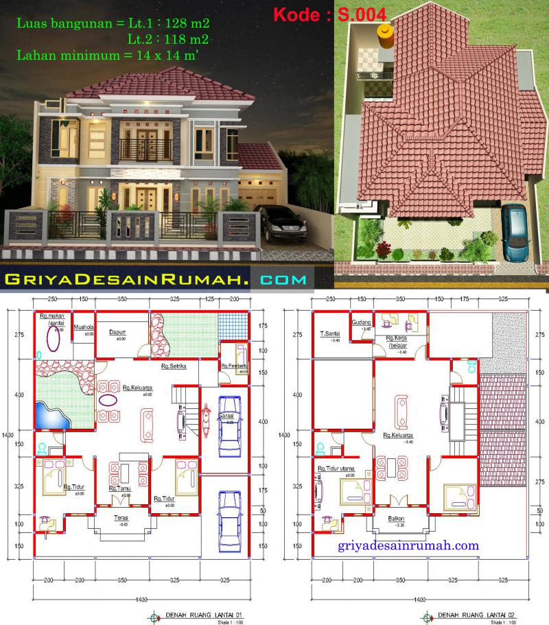 Denah Rumah  2  Lantai  Model 2022 Denah Rumah  7x14  2  Lantai 