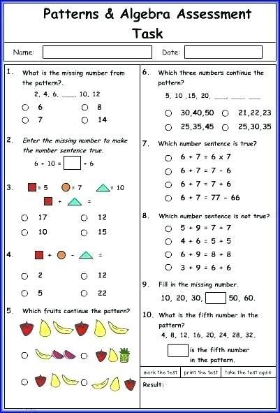 Grade 7 Algebra Lesson Plans - Helen Stephen's Addition Worksheets