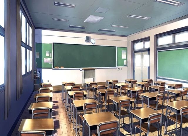 Anime Classroom Background With Students