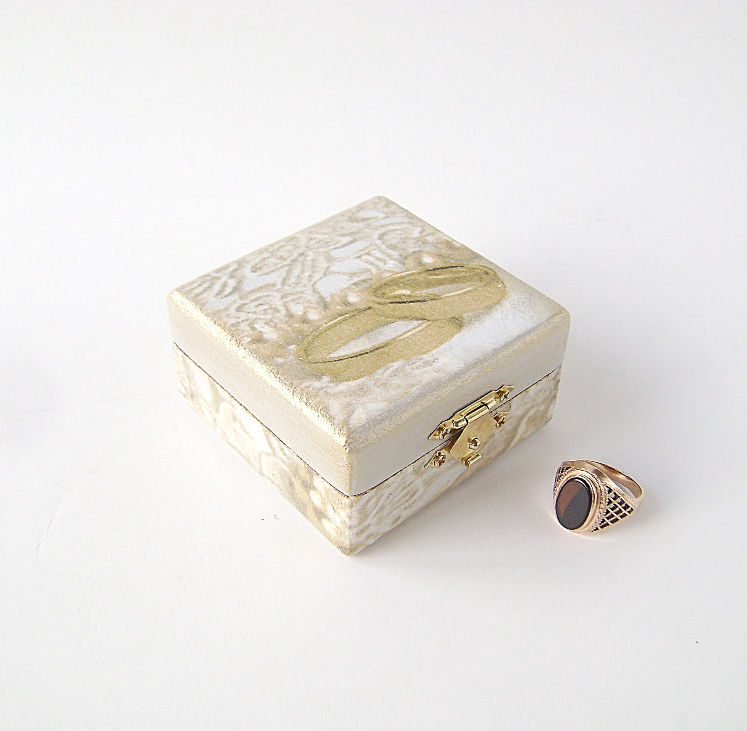 Grey Gold Ring Bearer Box , Wedding box, Treasure Box , Jewelry box , vintage style box, proposal ring box, wedding ring - NataliaDecor Grey Gold Ring Bearer Box , Wedding box, Treasure Box , Jewelry box , vintage style box, proposal ring box, wedding ring - NataliaDecor