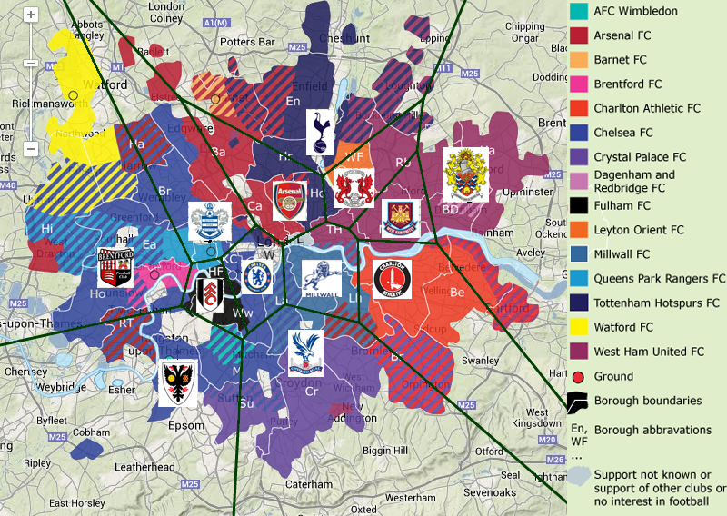 Map Of Football Teams In London ODSEPATU
