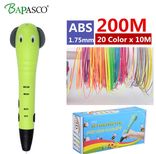 Special Offers BAPASCO P65 3D Pen Add 200M(20Color) ABS