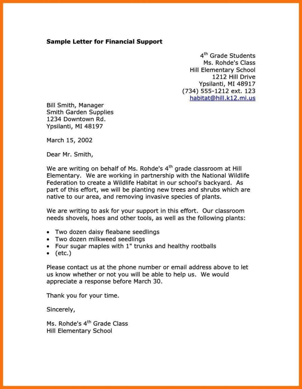 Sample Letter Of Financial Support For Employer Cash Out Refinance