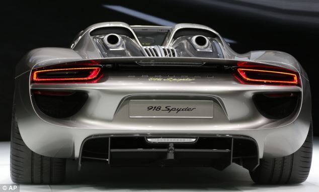 The Porsche 918 Spyder is displayed at the 65th Frankfurt Auto Show in Frankfurt, Germany