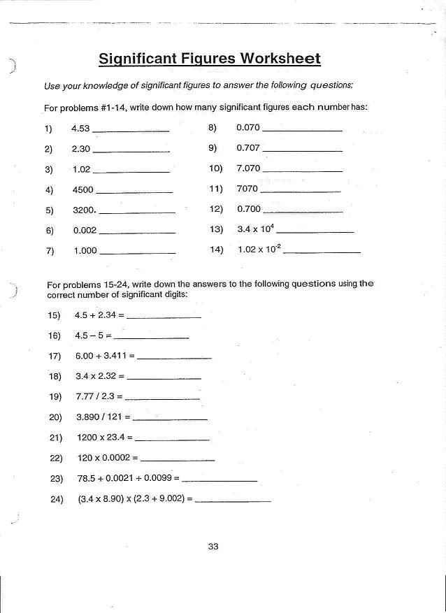 31 Chemistry Significant Digits Worksheet - Notutahituq Worksheet