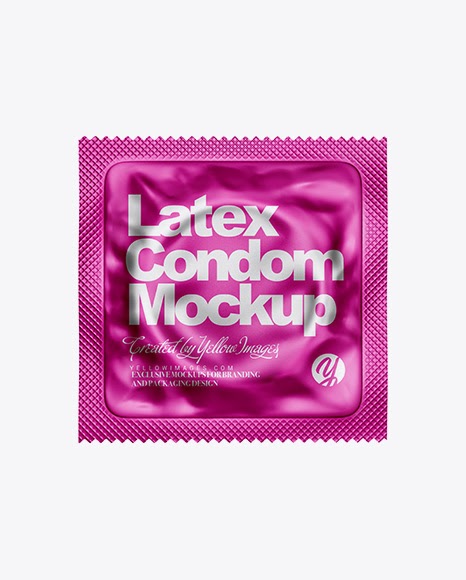 Download Matte Metallic Square Condom Packaging PSD Mockup