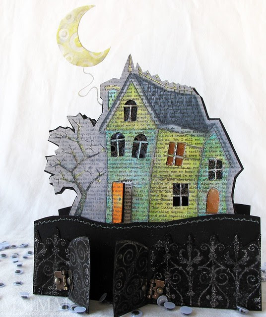 Hero Arts haunted house window card by mel stampz
