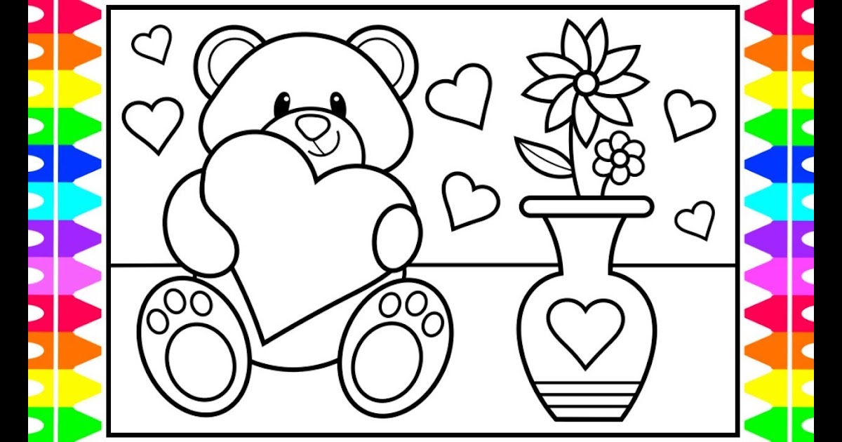 Cute Teddy Bear Drawing With Heart - Foto Kolekcija
