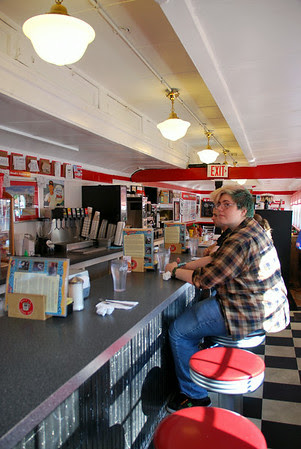 Interior of the Red Arrow Diner at 63 Union Square in Milford, New Hampshire.