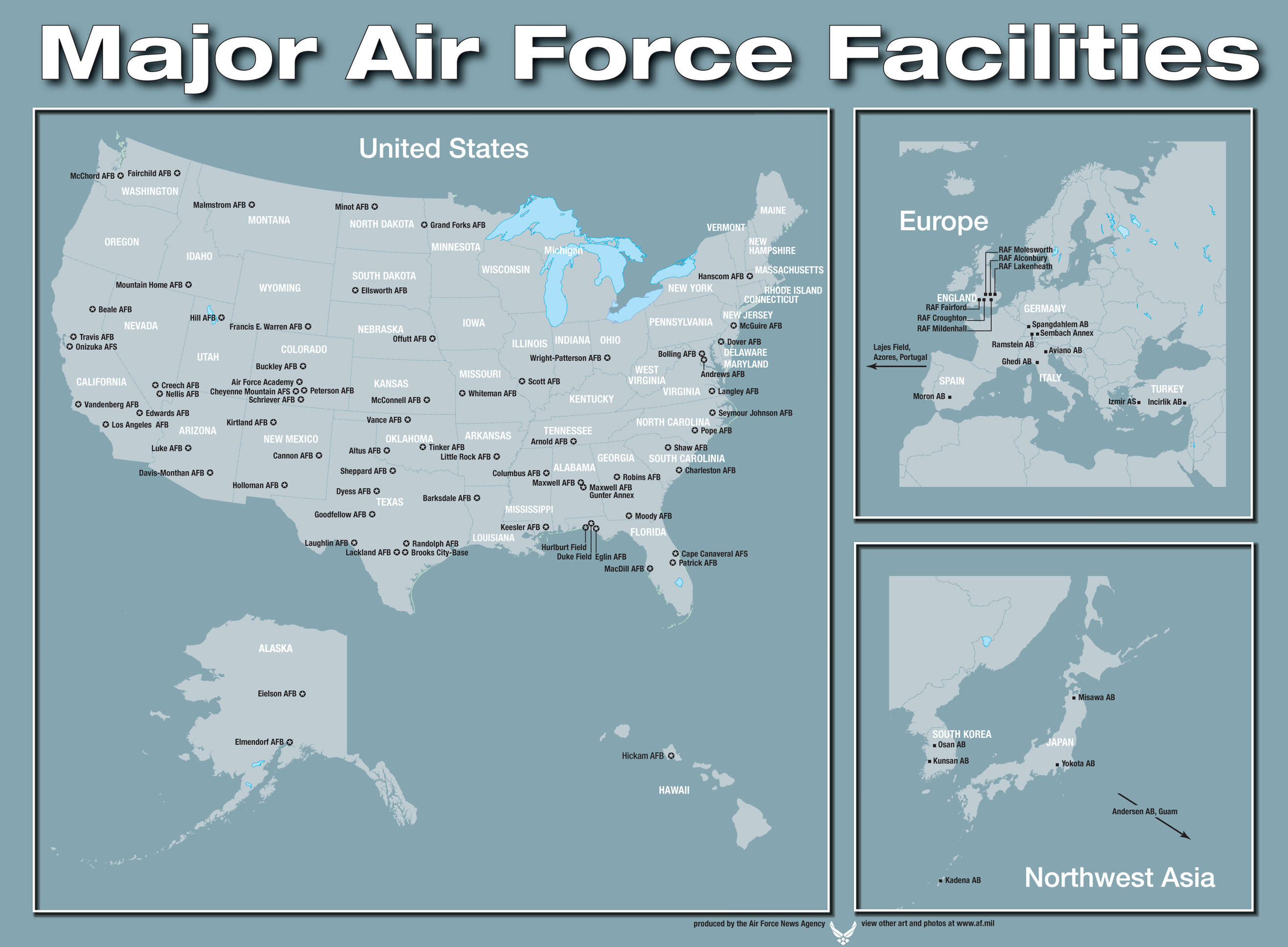 Map Us Air Force Bases - Direct Map
