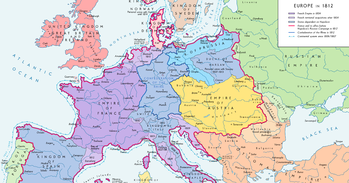 Napoleonic Europe 1812 Map | Topographic Map