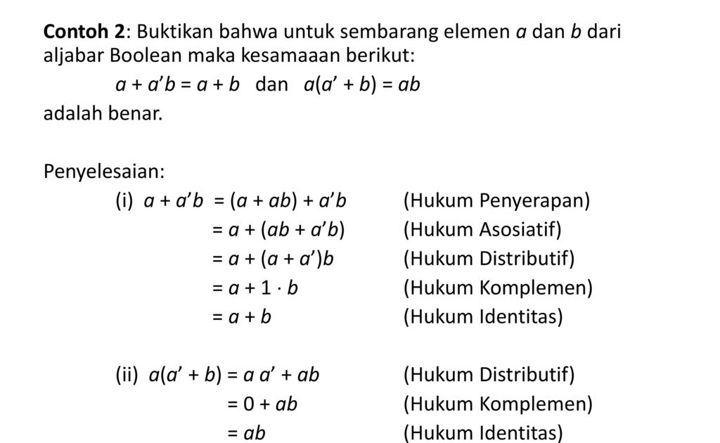 Contoh Soal Aljabar Boolean