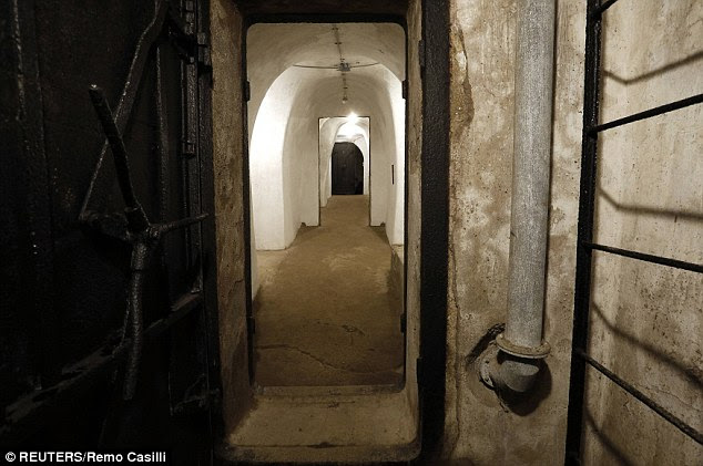 Location: The 180ft long converted wine cellar is deep beneath Mussolini's former home in Rome
