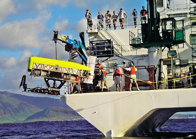 An underwater vehicle used for deep-water searches is tested off Hawaii