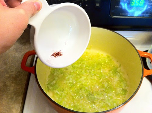 Add Toasted Saffron to Leeks