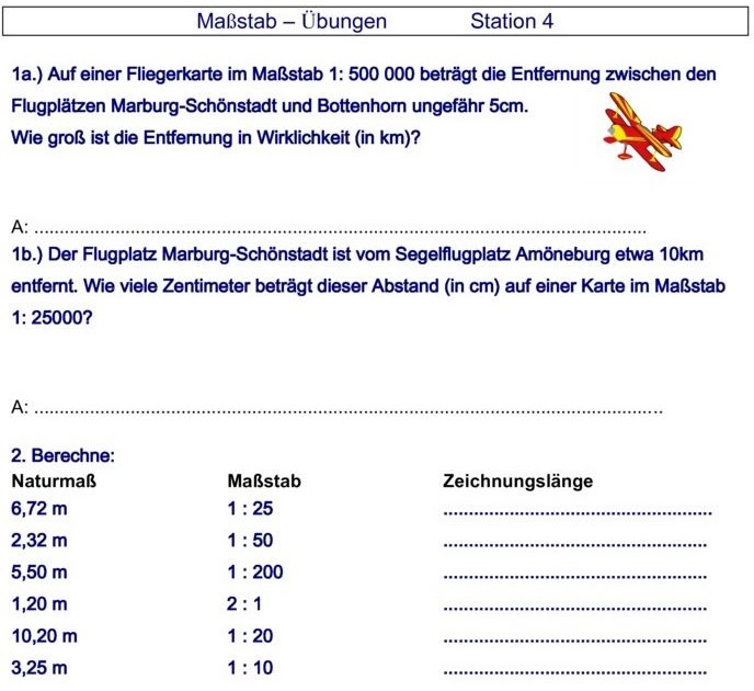 Arbeitsblatt Maﾟstab Klasse 5 Erdkunde - Robert Levin Schule