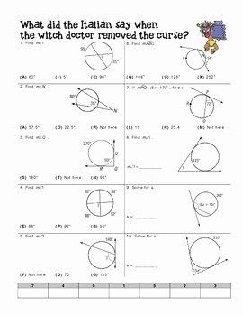 Angles In Circles Worksheet - worksheet
