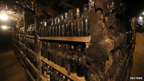 Bottles of aged wine in Tokaj, Hungary (October 2013)