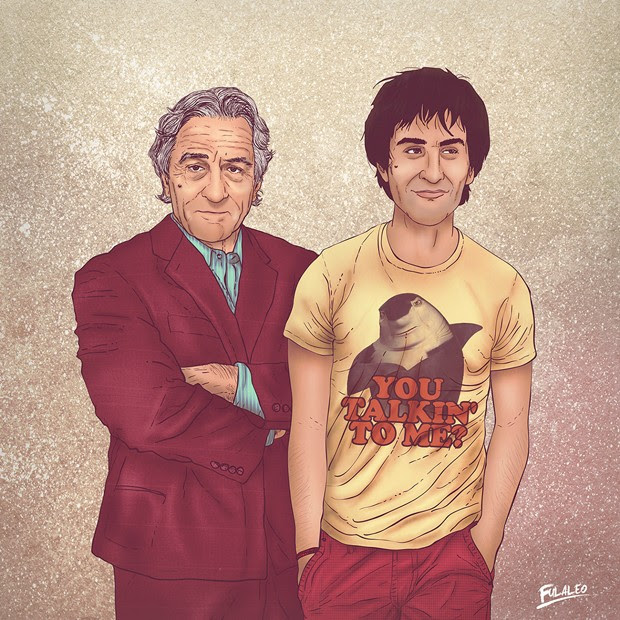 Robert De Niro também foi homenageado por Fulaleo. Versão jovem do ator usa camiseta com frase do filme 'Taxi Driver' e personagem de 'O espanta tubarões' dublado por De Niro (Foto: Behance/Fulaleo) Robert De Niro também foi homenageado por Fulaleo. Versão jovem do ator usa camiseta com frase do filme 'Taxi Driver' e personagem de 'O espanta tubarões' dublado por De Niro (Foto: Behance/Fulaleo)