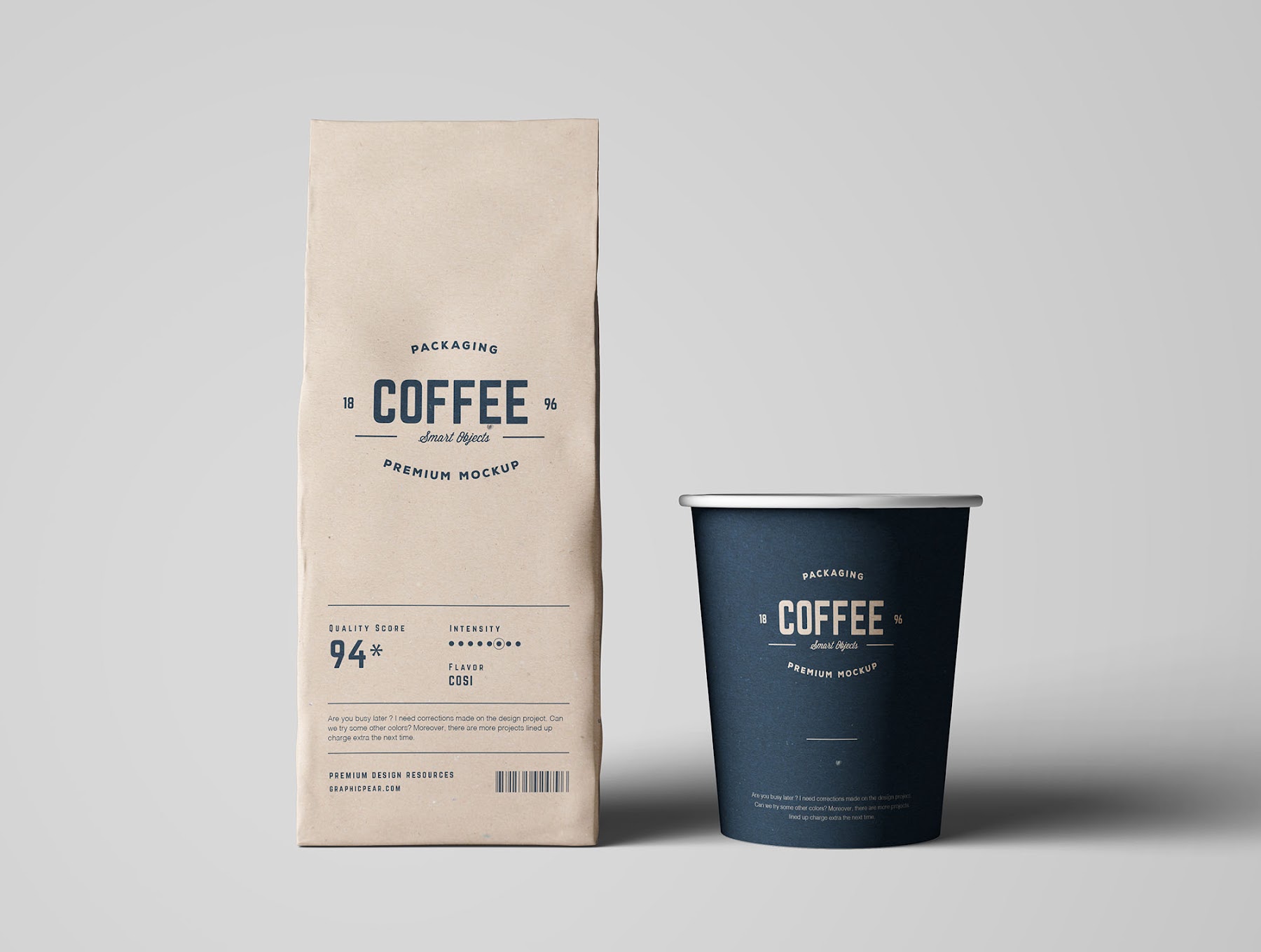 Download 681+ Two Matte Metallic Coffee Bag Packaging Mockup PSD