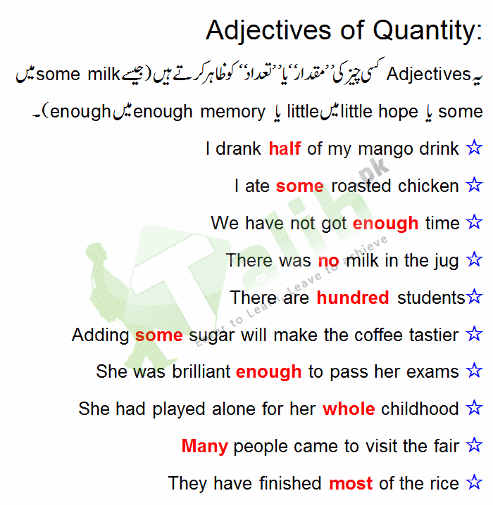 Adjective Of Quality And Quantity Example