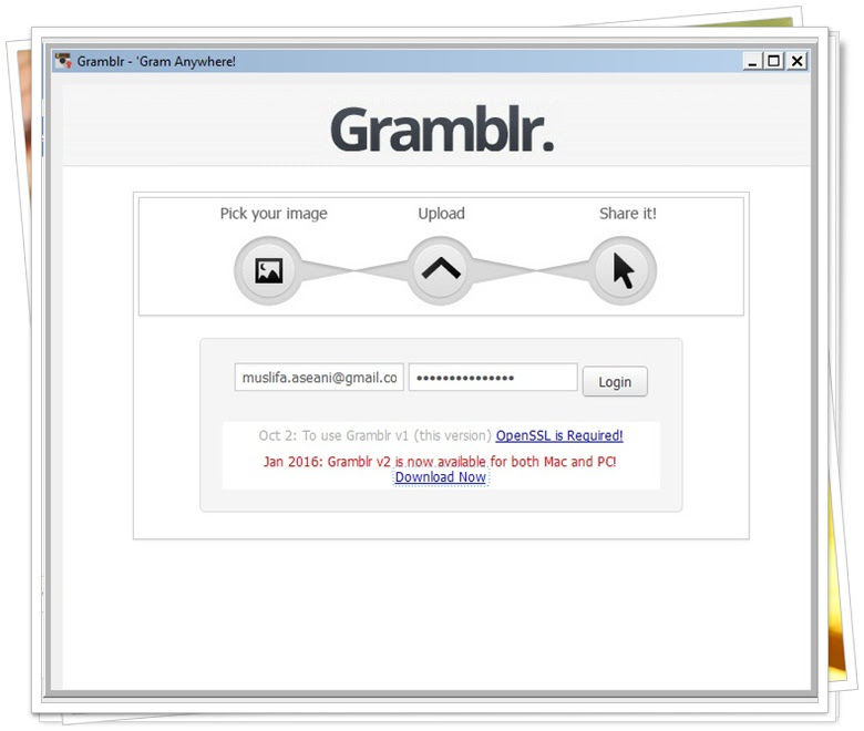SS Menu Gramblr yang masih gagal login bagi saya.