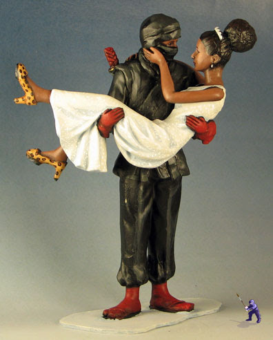 Romantic Ninja across the threshold cake topper