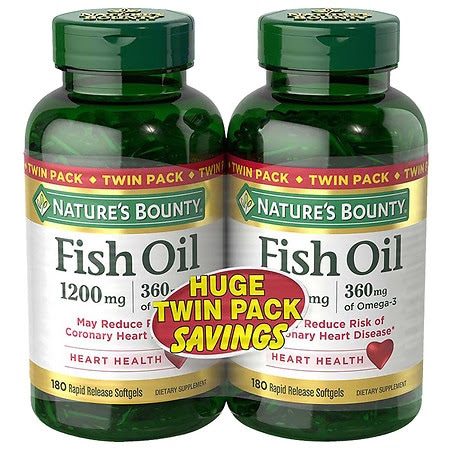 Nature's Bounty Fish Oil 1200 mg Rapid Release Liquid Softgels Twinpack 2 pk | Walgreens