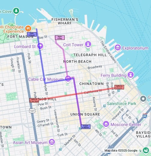 Cable Cars San Francisco Map Map Of Florida
