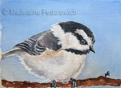 oil chickadee painting