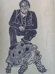 Darwin and Galapagos Tortoise Detail