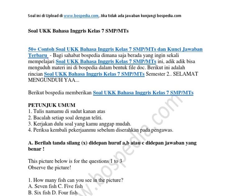 Contoh Soal Ukk Ipa Kelas 7 Semester 2 Dapatkan Contoh