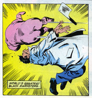 'Haw, haw, Punisher! You'll stop us when pigs fl...UNFFHHHHH! Punisher War Zone Annual #1