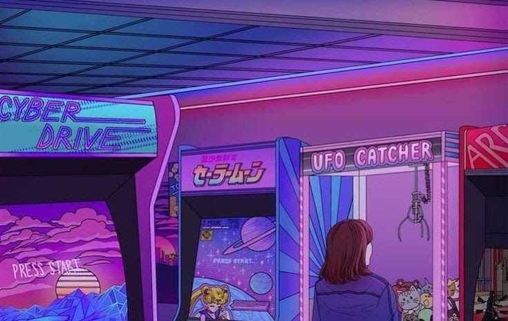 Aesthetic 90S Anime Desktop Wallpaper - 90s Pink And Blue Anime