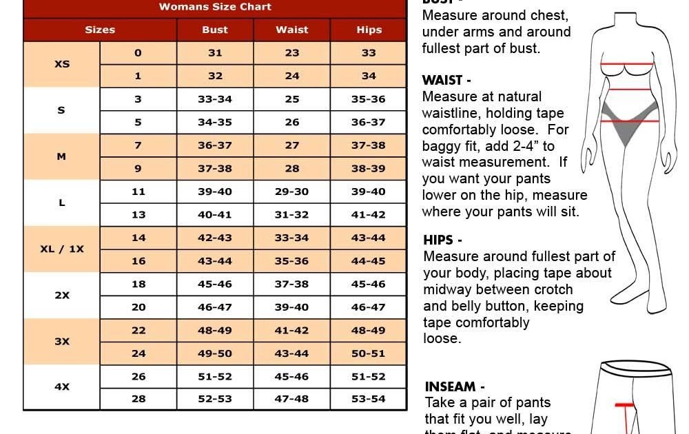 Women's Leggings Size Chart Uke