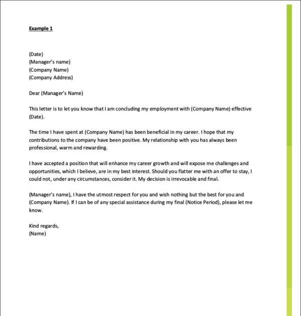 Polite Resignation Letter Sample Pdf - Sample Resignation Letter