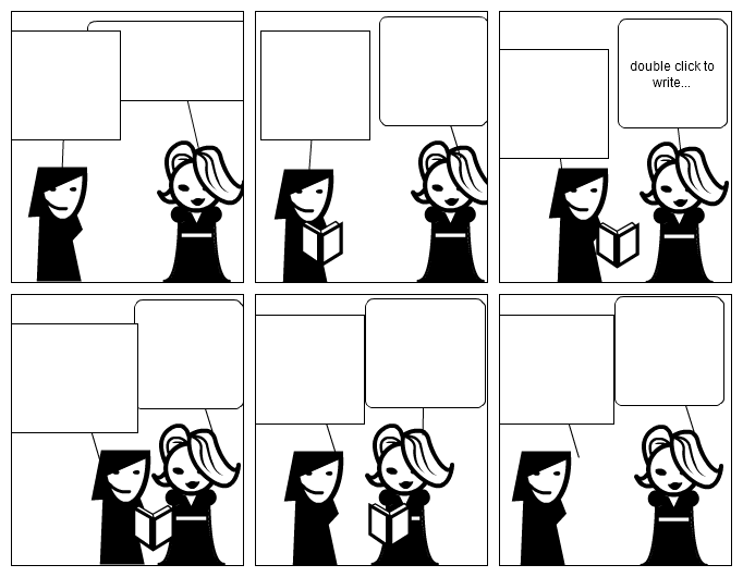 Blank comic strip with characters kahoonica