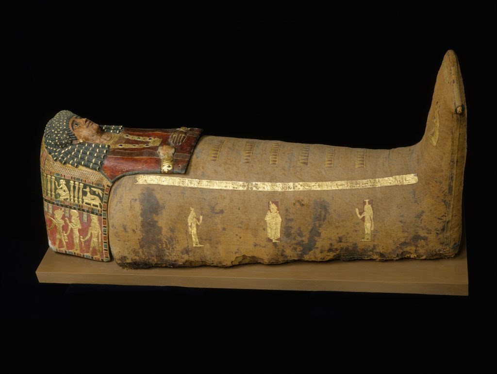 Coffin of Artemidora from Meir (AD 90-100). Isis and              Nephthys are a constant in the iconography. 