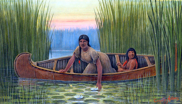Indian Mother And Child In A Canoe Indian Mother And Child In A Canoe