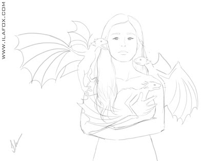 Ilustração Daenerys, Dragão, fogo, Game of Thrones, Guerra dos Tronos, passo a passo Ilustração by Ila Fox
