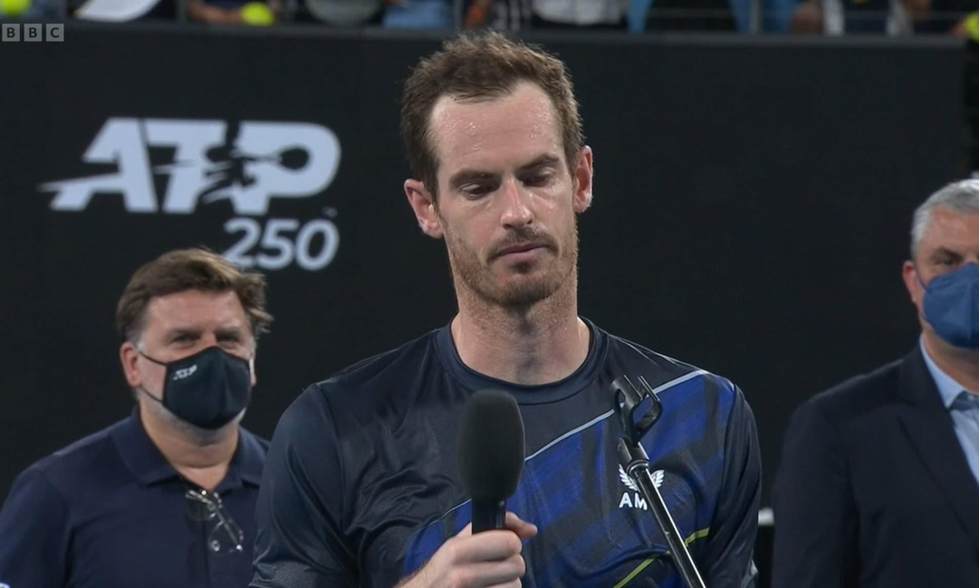 Andy Murray fights back the tears after defeat to Aslan Karatsev at Sydney Tennis Classic